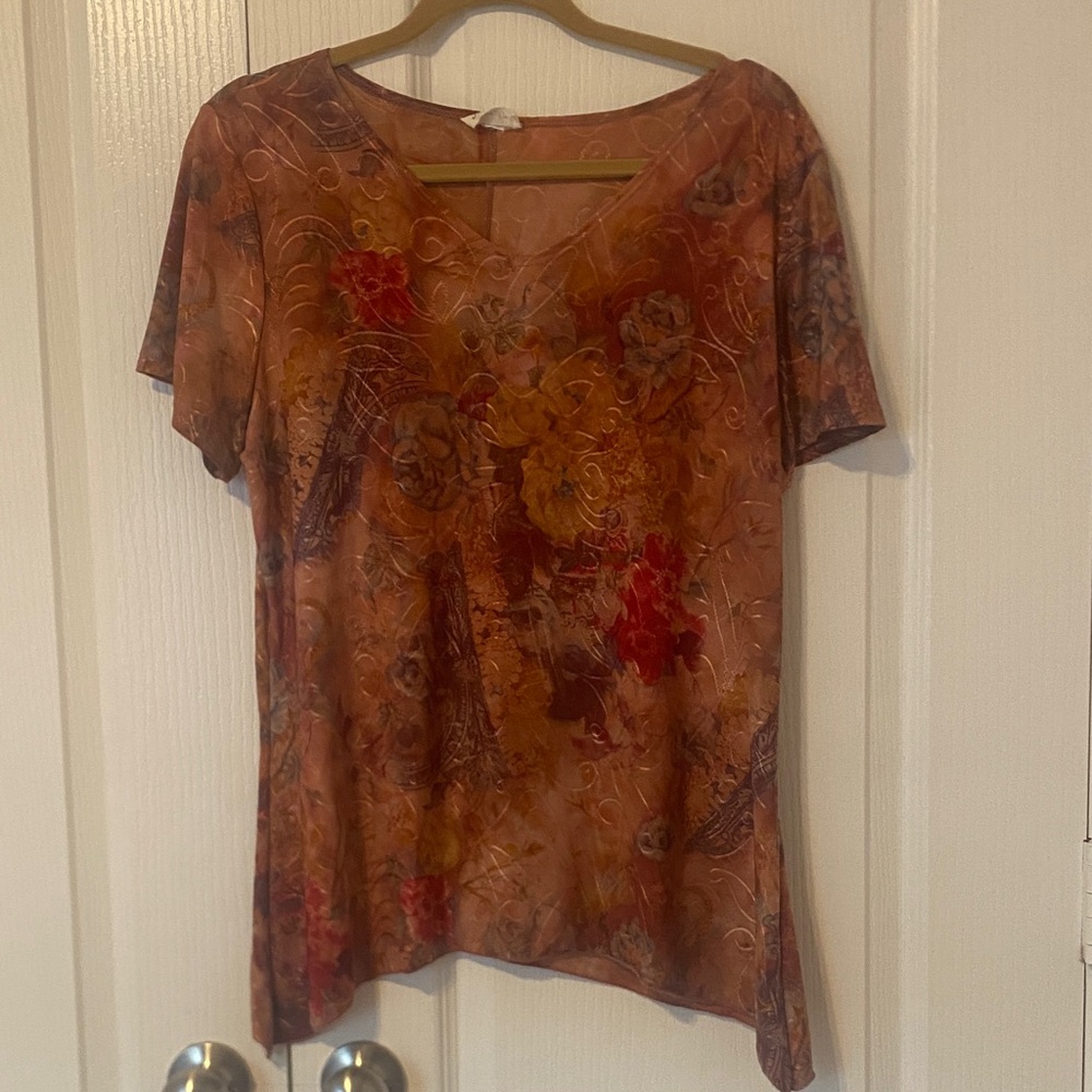 Brittany Black Warm Floral Short Sleeve Top